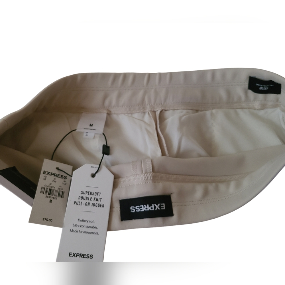 Express Cream Track Pants with Elastic Cuffs - Picture 5 of 7